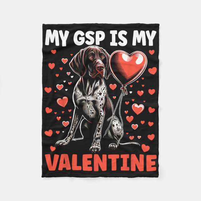 Min tyska korthåriga pointer är min valentin Gsp Fleecefilt (Framsidan)