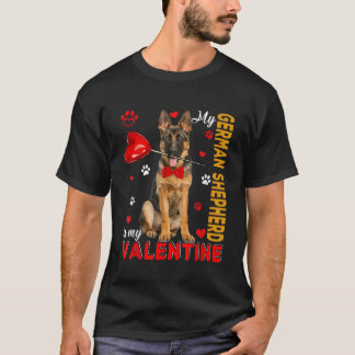 Min tyska shepherd är min Valentine Cute Hund Hold T Shirt