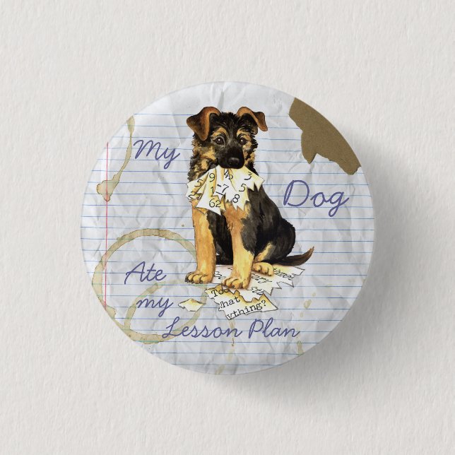 Min tyska shepherd Ate My Lesson Plan Knapp (Framsida)