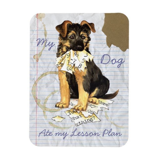 Min tyska shepherd Ate My Lesson Plan Magnet (Vertikal)