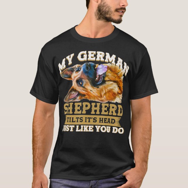 Min tyska shepherd tiger huvudet för en Hund älska T Shirt (Framsida)