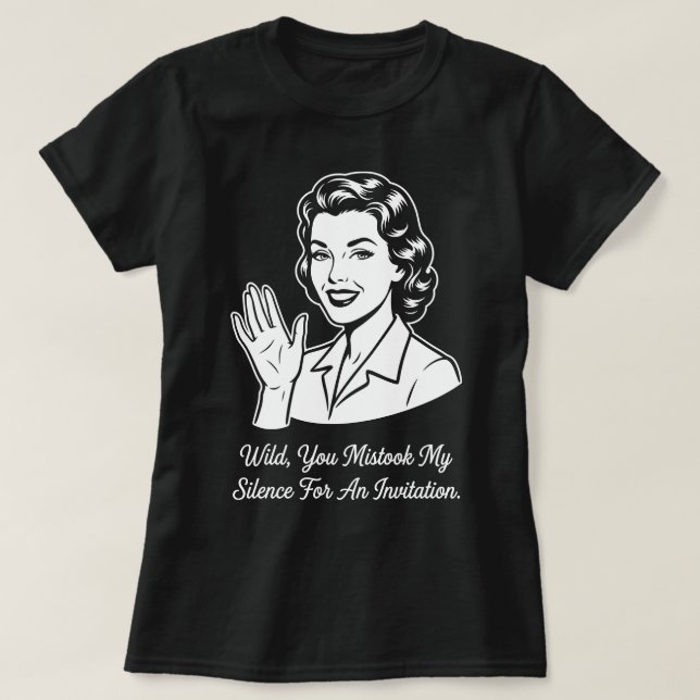 Min Tystnad för Retro Inbjudan T Shirt (Design framsida)