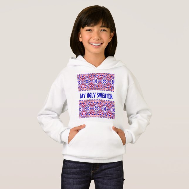 MIN UGLY SWEATER Personlig Julafton Girls Pullover T Shirt (Hel framsida)