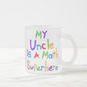 Min Uncle Math Superhero T-tröja och gåvor Frostad Glasmugg