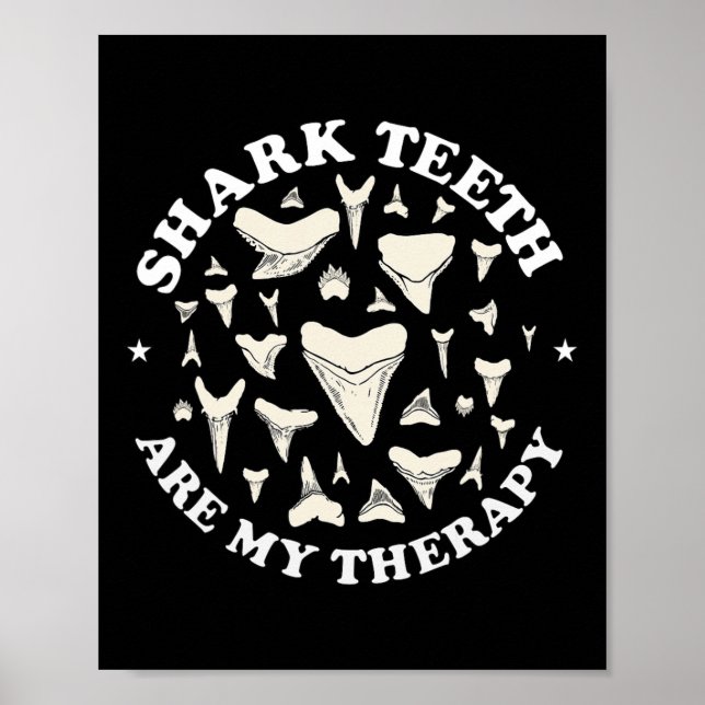 Min underbara haj Teeth är min terapidjur Fossil H Poster (Framsidan)