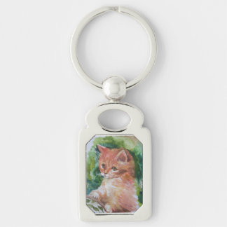 Min underbara katt rektangulärt silverfärgad nyckelring