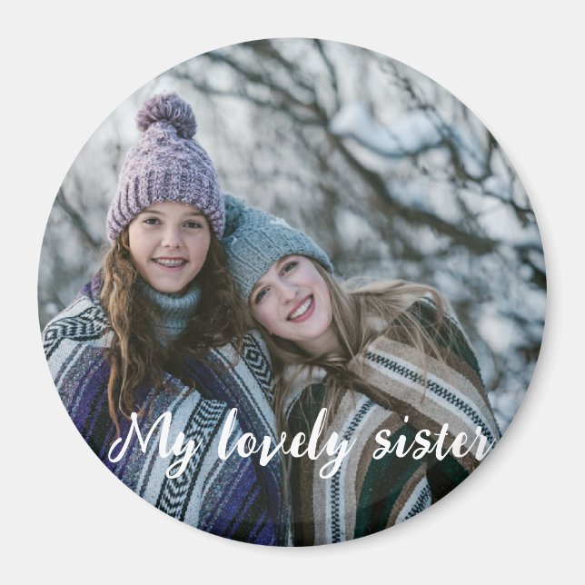 Min underbara syster med anpassningsbar foto magnet (Framsidan)