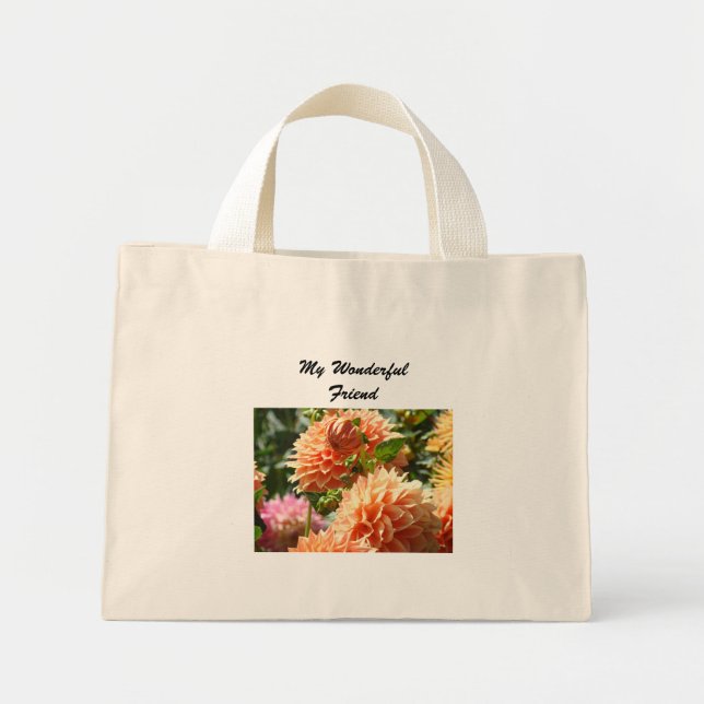 Min underbara vän totar påsar Orange Dahlia Blomma Mini Tygkasse (Framsidan)