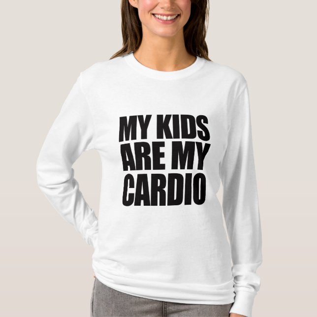 Min ungar är min Cardio kvinna långärmadskjortan T-shirt (Framsida)