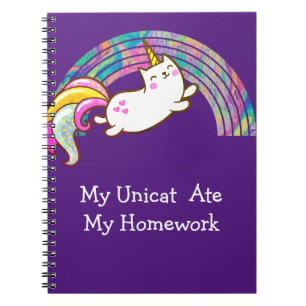 Min Uni Cat åt min läxa Anteckningsbok