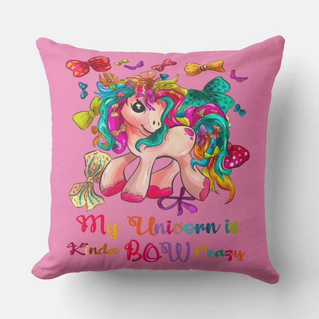 Min Unicorn är Kinda Bow Crazy 20 x 20 Kudde (Framsida)