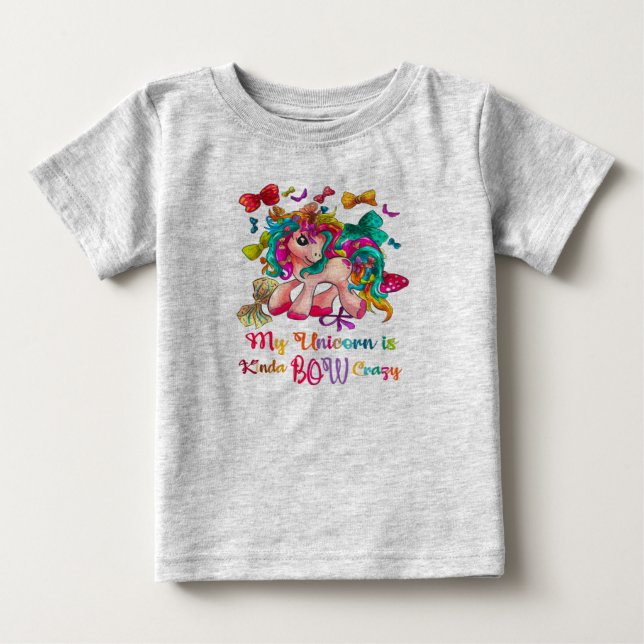 Min Unicorn är Kinda Bow Crazy för Spädbarn T Shirt (Framsida)