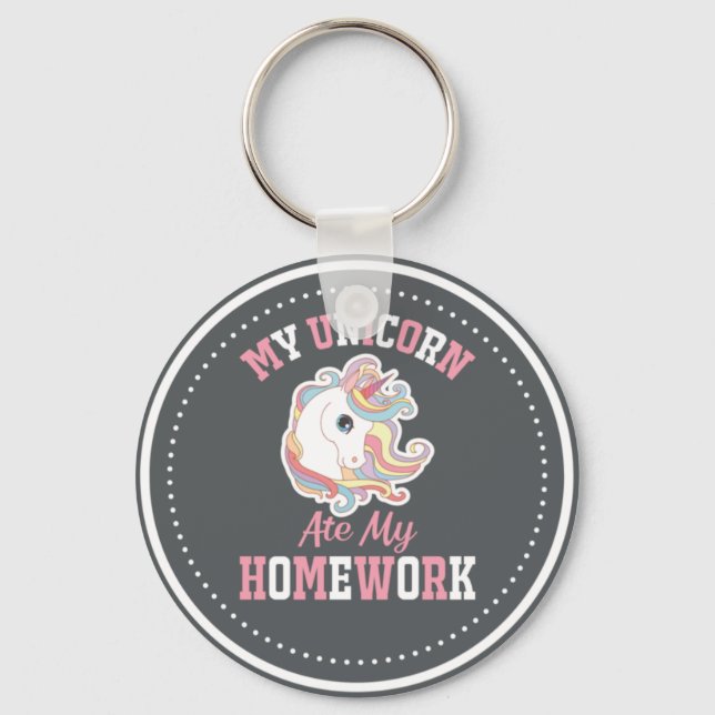 Min Unicorn Ate Min hemläxa Nyckelring (Framsida)