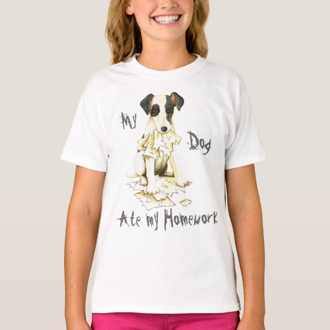 Min utjämnade Fox Terrier Ate Min hemläxa T-Shirt (Framsida)