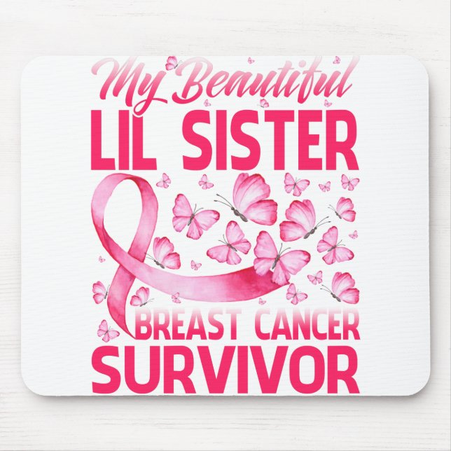 Min vackra Lil Sister Bröstcancer överlevande Musmatta (Framsidan)