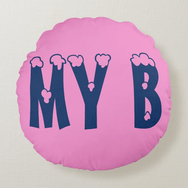 Min vackra Rosa i Baby Princess Monogram Design Ar Rund Kudde (Framsidan)
