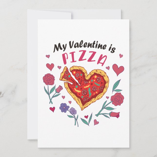 Min valentin är Pizza Inbjudningar (Framsida)