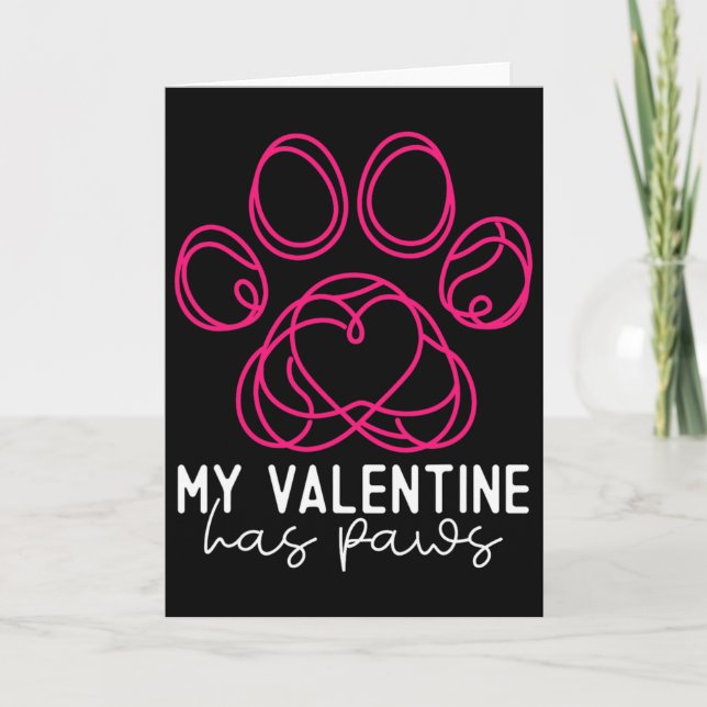 Min valentin har tass - Rolig hundägare valentin Kort (Framsida)