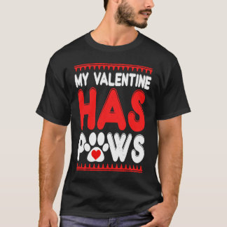 Min valentin har tassar Hund Katt Djur  Rolig Vale T Shirt