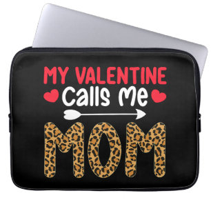 Min valentin kallar mig mamma leopardbuffelplaid laptop fodral