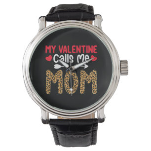 Min valentin kallar mig mamma leopardbuffelrutig armbandsur