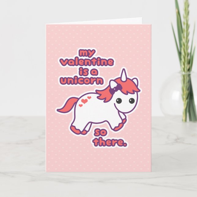 Min Valentine är en Unicorn Helgkort (Framsida)