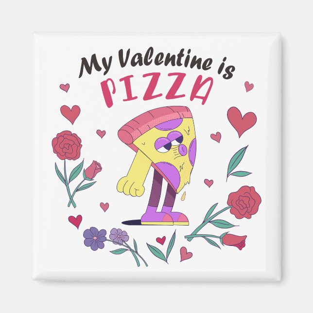 Min Valentine är Pizza-inbjudan Magnet (Framsidan)