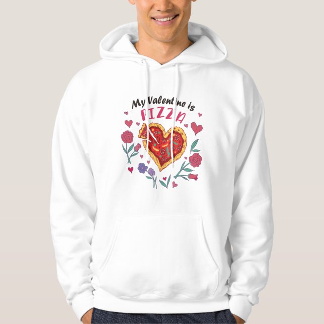 Min Valentine är Pizza-inbjudan Magnet Hoodie (Framsida)