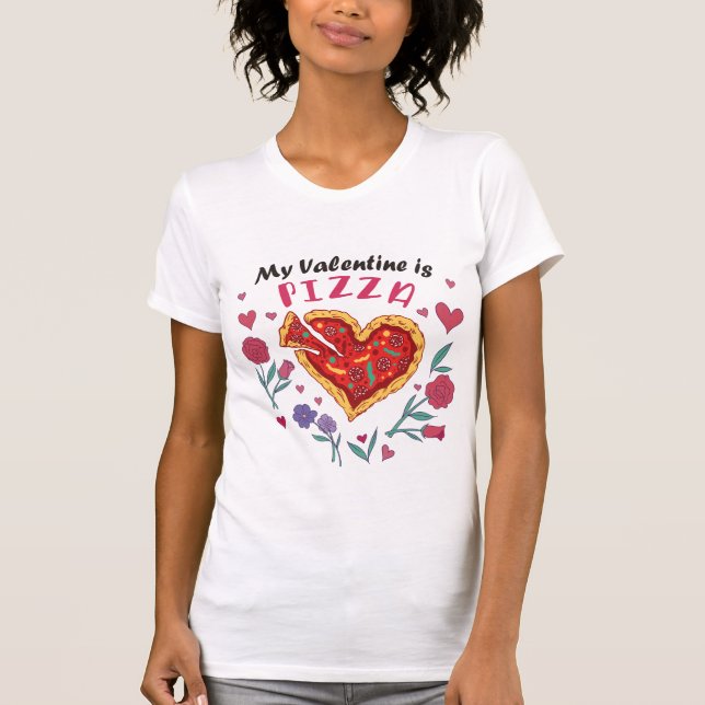 Min Valentine är Pizza-inbjudan Magnet T Shirt (Framsida)