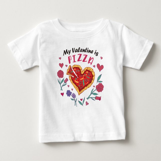 Min Valentine är Pizza-inbjudan Magnet T Shirt (Framsida)