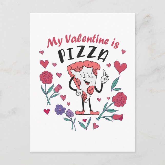 Min Valentine är Pizza-inbjudan Vykort (Framsida)
