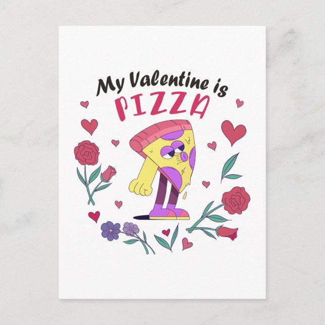 Min Valentine är Pizza-inbjudan Vykort (Framsida)