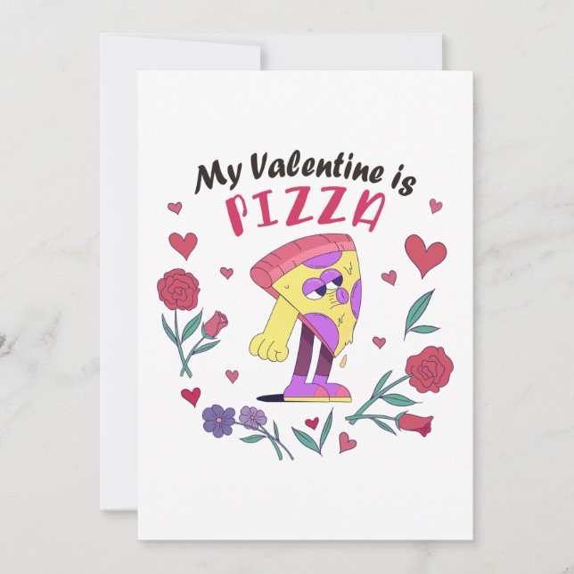 Min Valentine är Pizza Inbjudningar (Framsida)