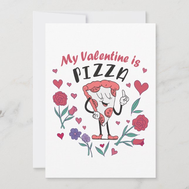 Min Valentine är Pizza Inbjudningar (Framsida)