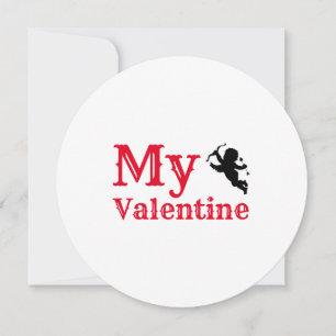 Min Valentine Forever Typography Red White Flat Julkort