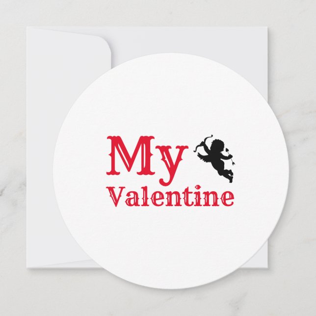 Min Valentine Forever Typography Red White Flat Julkort (Framsida)
