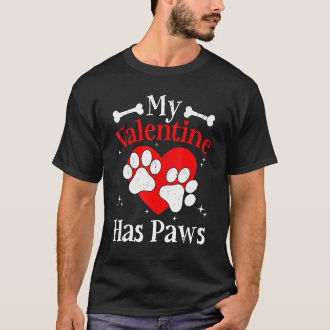 Min Valentine har Tass Cat Hund Boys Girls Kids T Shirt (Framsida)