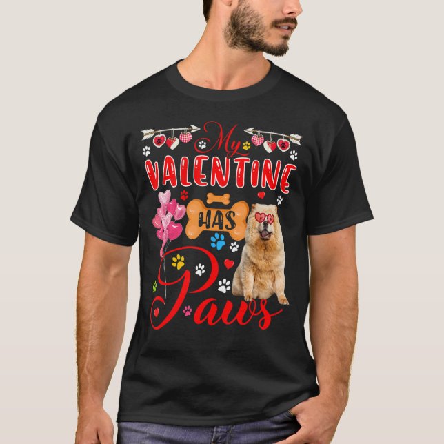 Min Valentine har Tass Chow Chow Sunglass T Shirt (Framsida)