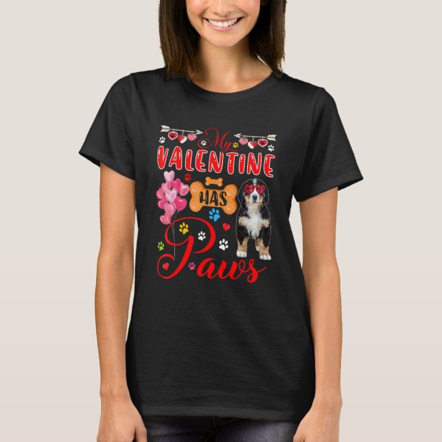 Min Valentine har Tass Cute Bernedoodle Sunglasses T Shirt (Framsida)