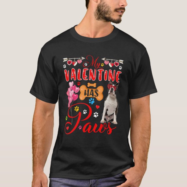 Min Valentine har Tass Cute Boston Terrier Sunglas T Shirt (Framsida)