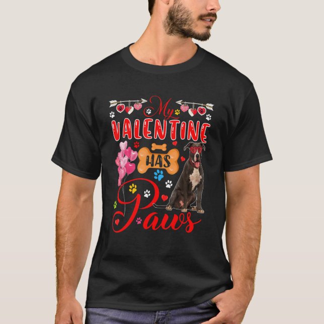 Min Valentine har Tass Cute Pit Bull Sunglasses He T Shirt (Framsida)