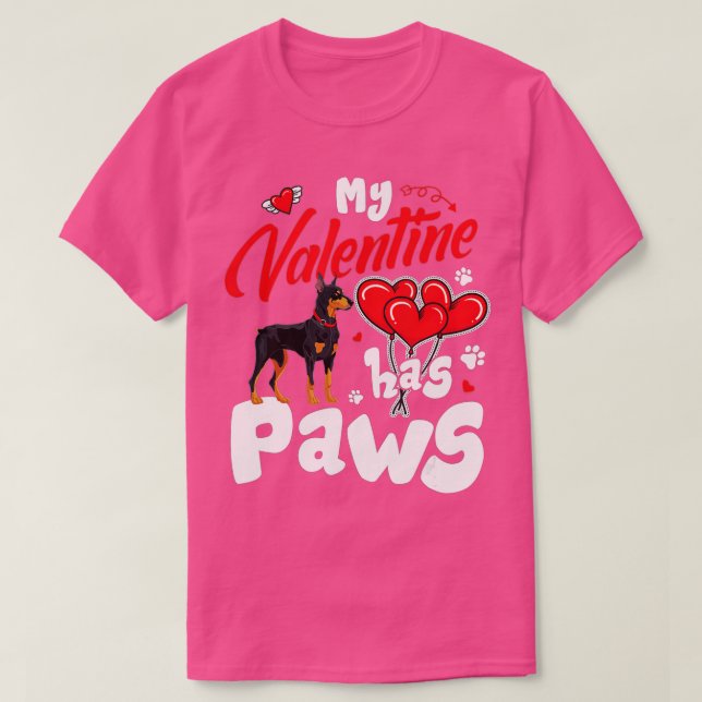 Min Valentine har Tass Doberman Hundälskares Valen T Shirt (Design framsida)