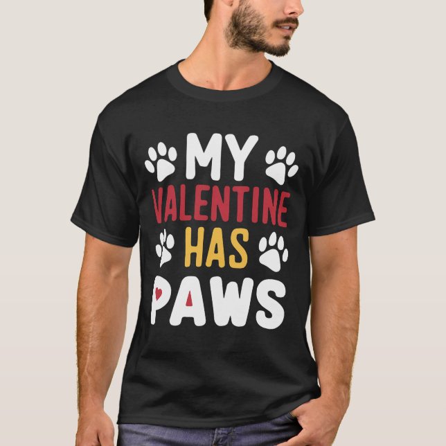 Min Valentine har Tass Valentines day Rolig hund T Shirt (Framsida)
