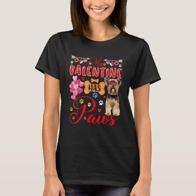 Min Valentine har Tass Yorkshire Terrier Sunglasse T Shirt (Framsida)