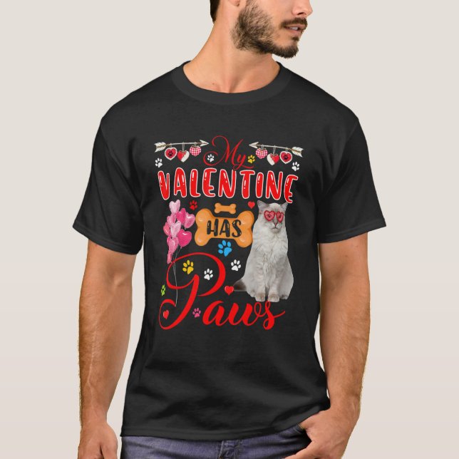 Min Valentine har Tassar Cute Ragdoll Cat Sunglass T Shirt (Framsida)