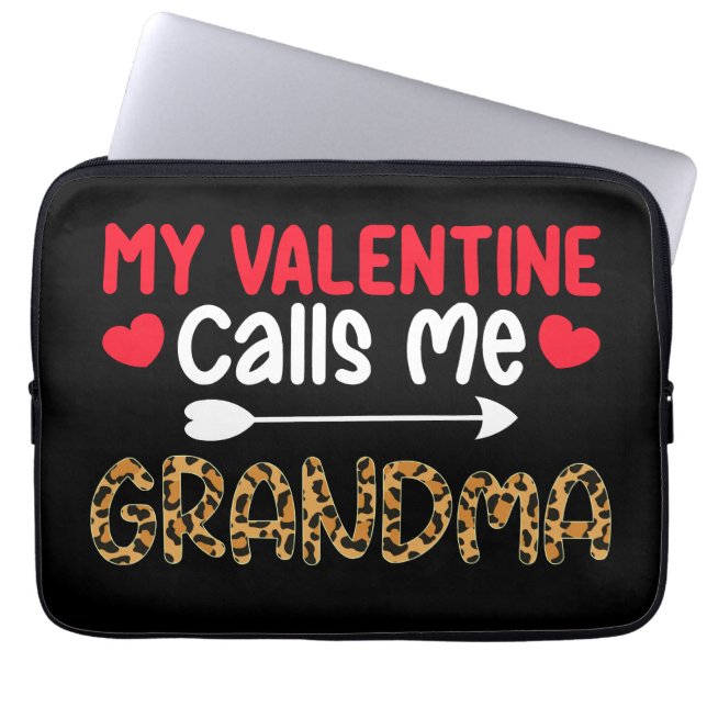 Min Valentine kallar mig Grandma Leopard Buffalo Laptop Fodral (Framsidan)