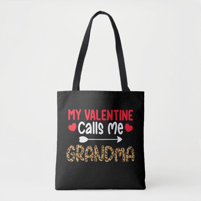 Min Valentine kallar mig Grandma Leopard Buffalo Tygkasse (Framsida)