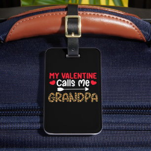 Min Valentine kallar mig Grandpa Leopard Buffalo Bagagebricka