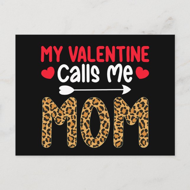 Min Valentine kallar mig Mamma Leopard Buffalo Pla Vykort (Framsida)