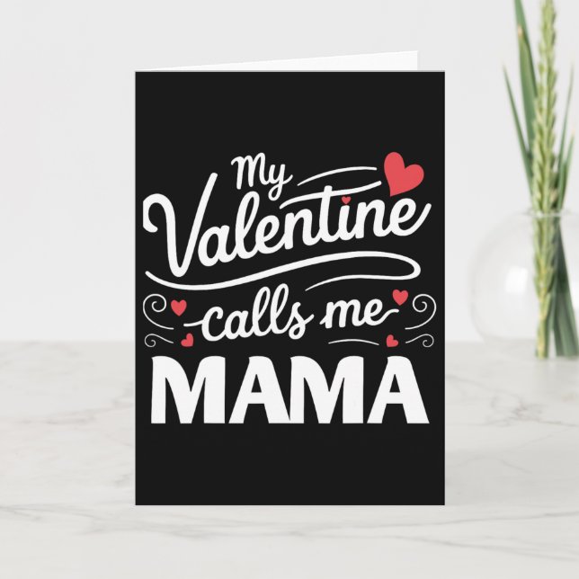 Min Valentine kallar mig mamma retro groovy Alla h Kort (Framsida)